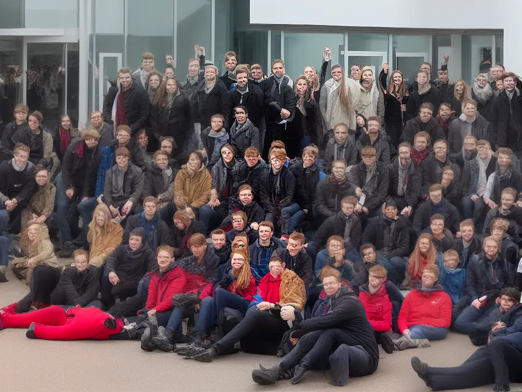 Ein Foto von Studenten, die zusammen sitzen und lachen auf dem Universitätscampus von Aberdeen