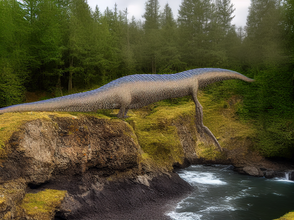 Ein Bild eines großen Dinosaurierskeletts, das im Geologischen Museum der Universität von Aberdeen ausgestellt ist.
